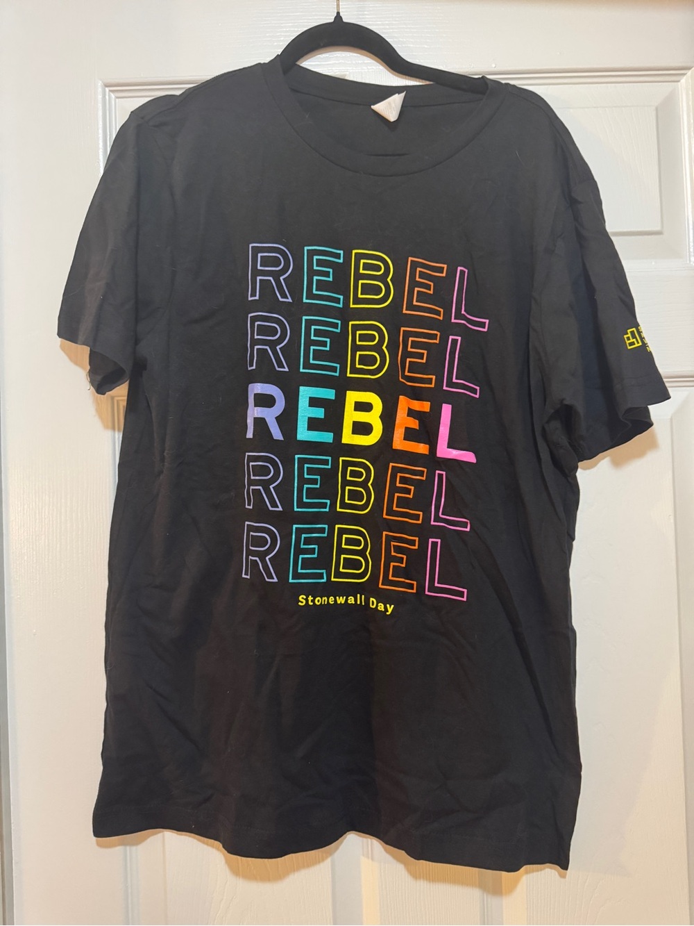 Black "Rebel" Rainbow Print Stonewall Day Tee